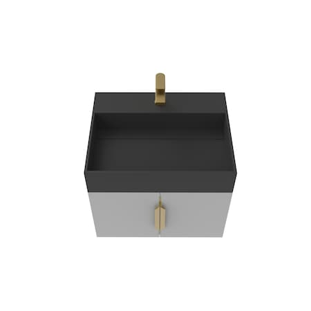 Castello Usa Amazon 24-inch Gray Vanity Set with Black Top and Gold Handles CB-MC-24G-GLD-2056-BL